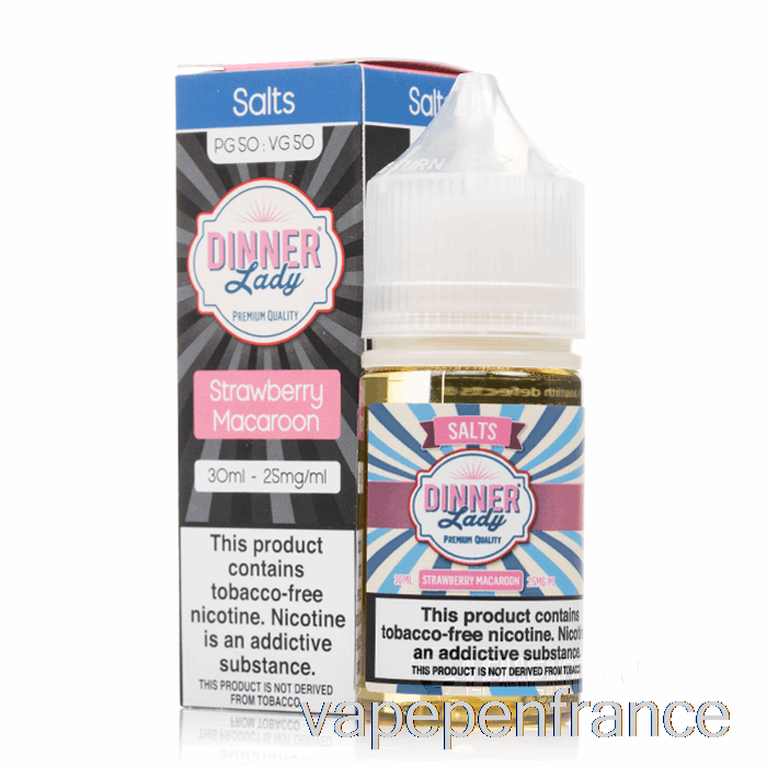Sels De Macaron Aux Fraises - E-liquide Vape Dinner Lady - 30 Ml 25 Mg Stylo Vape